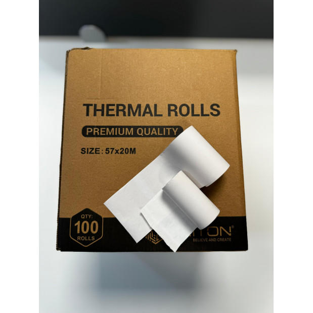 Caja x100 Rollos de Papel Termico 57x20 Caja x100 Rollos de Papel Termico 57x20