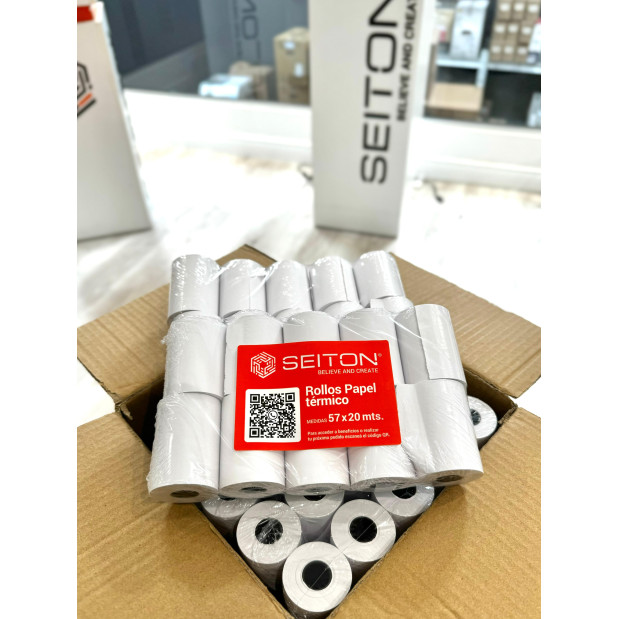 Caja x100 Rollos de Papel Termico 57x20 Caja x100 Rollos de Papel Termico 57x20