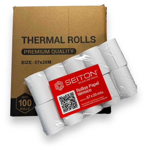 Pack x10 Rollos de Papel Termico 57x20 