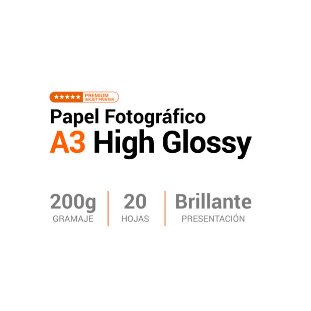 Papel Fotográfico x100 A3 HIgh Glossy Papel Fotográfico x100 A3 HIgh Glossy